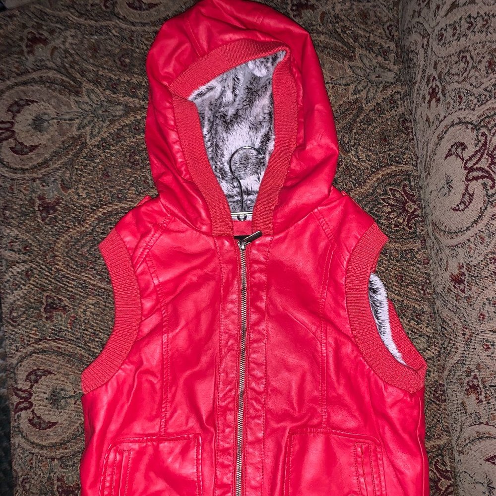 Brand New Ruby Rose Vegan Red Leather Faux Fur Vest